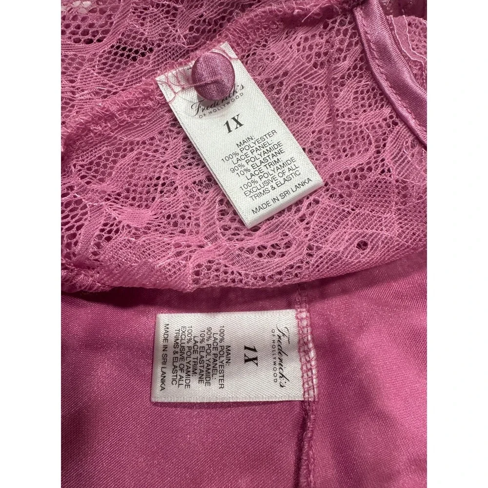 NEW Frederick's of Hollywood Delphine Satin Lace Sleep Set‎ Plus 1X Pink NWT